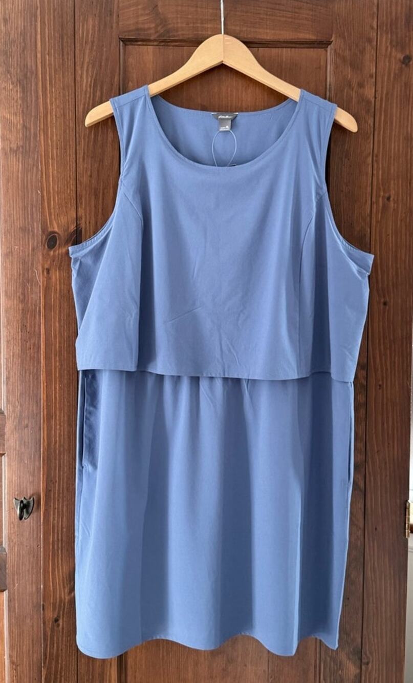 NWT Eddie Bauer Escapelite Sleeveless Travel Dress XL Bluebird Athleisure Staple